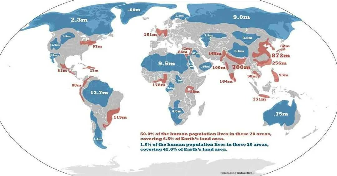 High vs. low population density areas