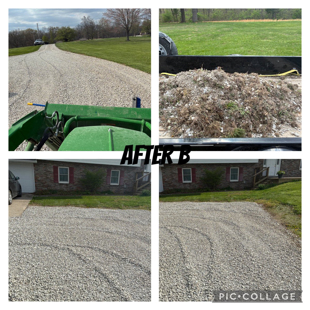 kostertsd's tweet photo. This driveway had a great transformation. I torched the weeds in the center of the driveway &amp; the extra car parking area by the house. I’m sure those dandelions &amp; other weeds we pulled out will eventually grow in new places, but now they have a fighting chance to weed new ones! https://t.co/zzhNq0eBCV