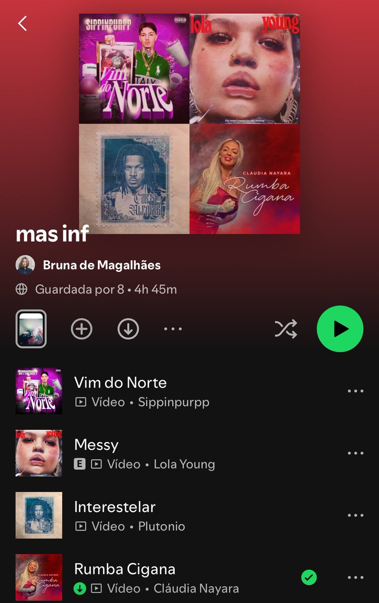🚨 VEM AÍ NÓS PRÓXIMOS SETS⁉️

Bruna Magalhães (do podcast Más Influências) tem inclui ‘Rumba Cigana’ de Claudia Nayara na sua playlist 👀