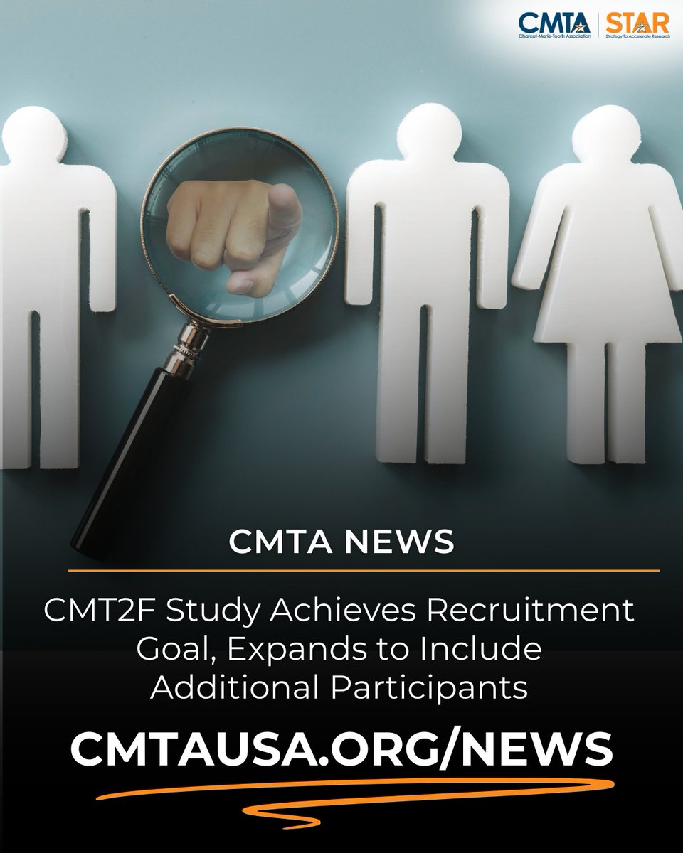 Full enrollment reached for the international #CMT2F Natural History Study, led by CMTA-STAR’s Dr. Michael Shy! With CMTA’s $302K support, researchers are tracking progression &amp; biomarkers to shape future clinical trials. Learn more: cmtausa.org/news/cmt2f-ful… #CMTResearch