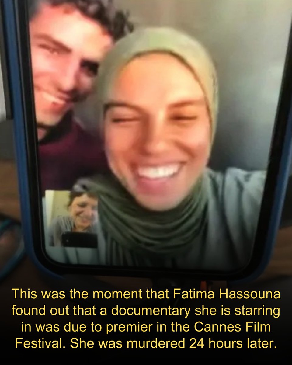 This was the moment that Fatima Hassouna found out that a documentary she is starring in was due to premier in the Cannes Film Festival. She was murdered 24 hours later.