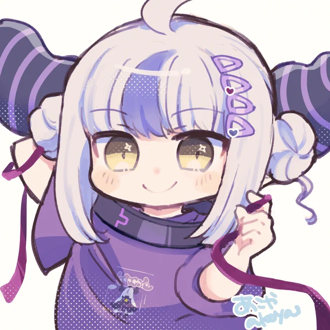 髪おだんご&ワイドたぼだぼ袖Tかわいすんぎるうううううう #laplus_artdesu 