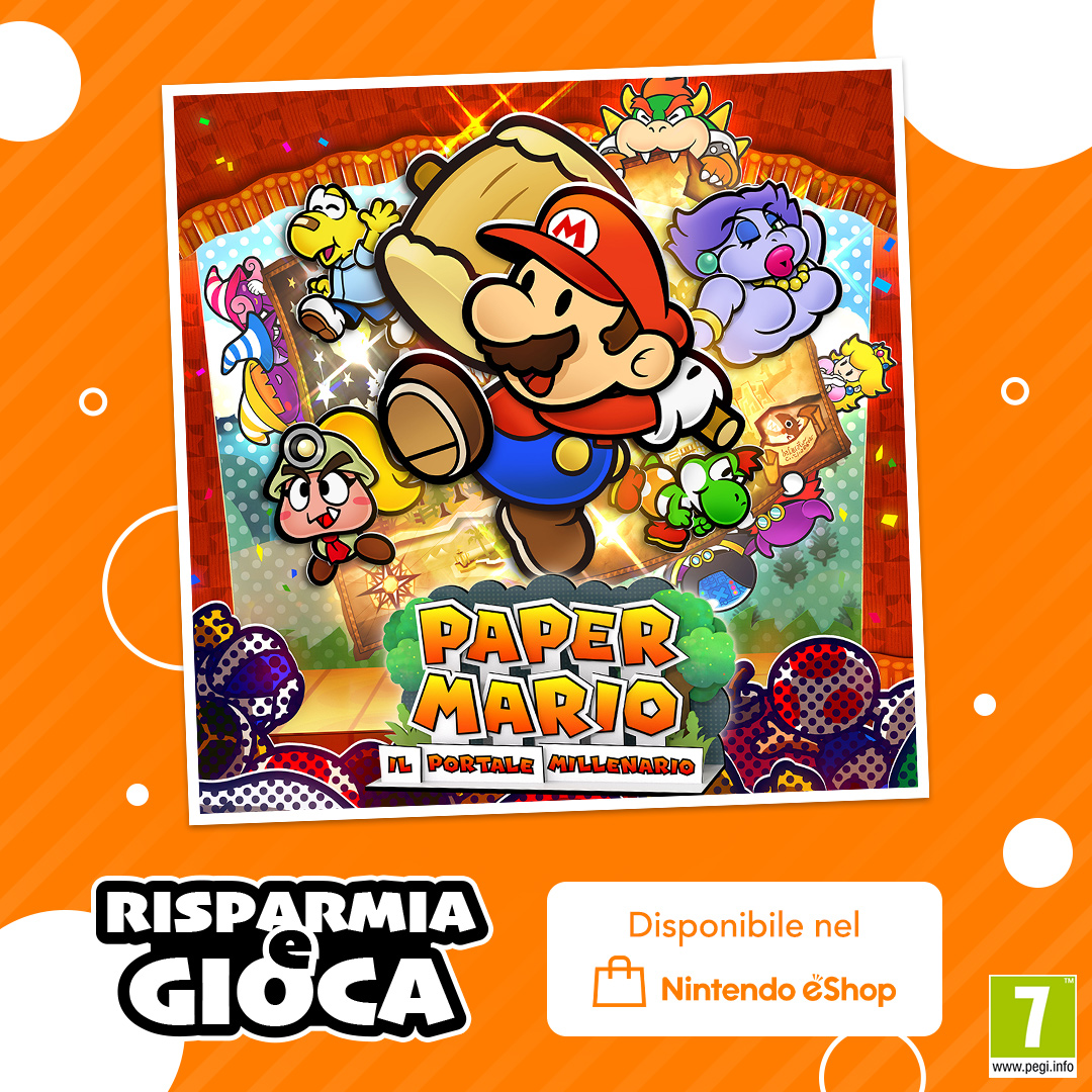 Unisciti a Mario e amici nella ricerca di un leggendario tesoro... a prezzo ridotto! Paper Mario: Il Portale Millenario è in offerta nel Nintendo #eShop di #NintendoSwitch con i saldi Risparmia e gioca, fino al 27 aprile.

Un'offerta senza pieghe: ntdo.com/6011fxWLt