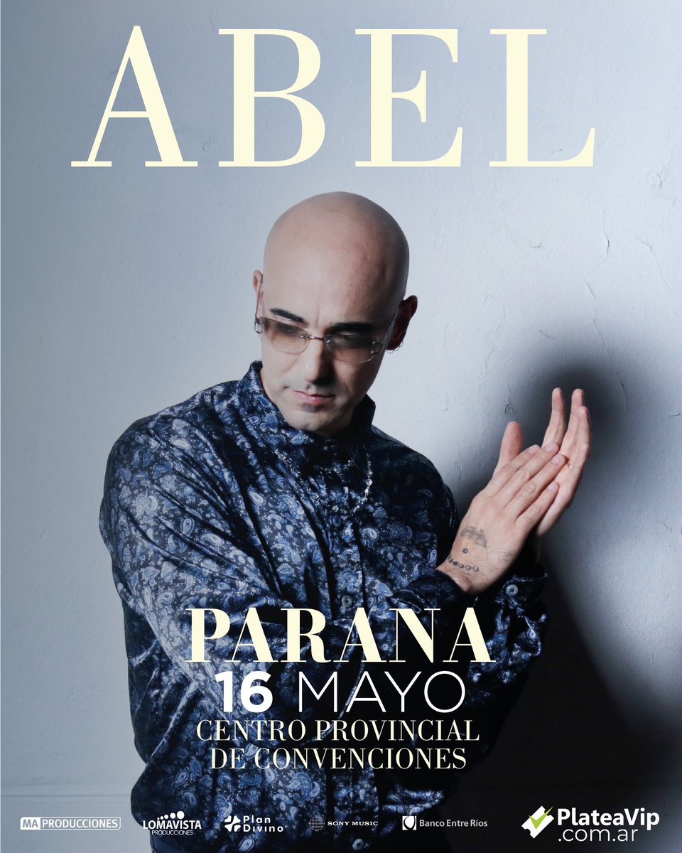 ¡Nueva fecha! ¡Nos vemos en la música Paraná!

16 de Mayo
Centro Provincial de Convenciones 

PREVENTA EXCLUSIVA PARA 
CLIENTES BANCO DE ENTRE RIOS
21/4 12h hasta 9 cuotas sin interés con tarjetas de crédito hasta el 23/4 o hasta agotar stock

Venta general a partir del 24/4