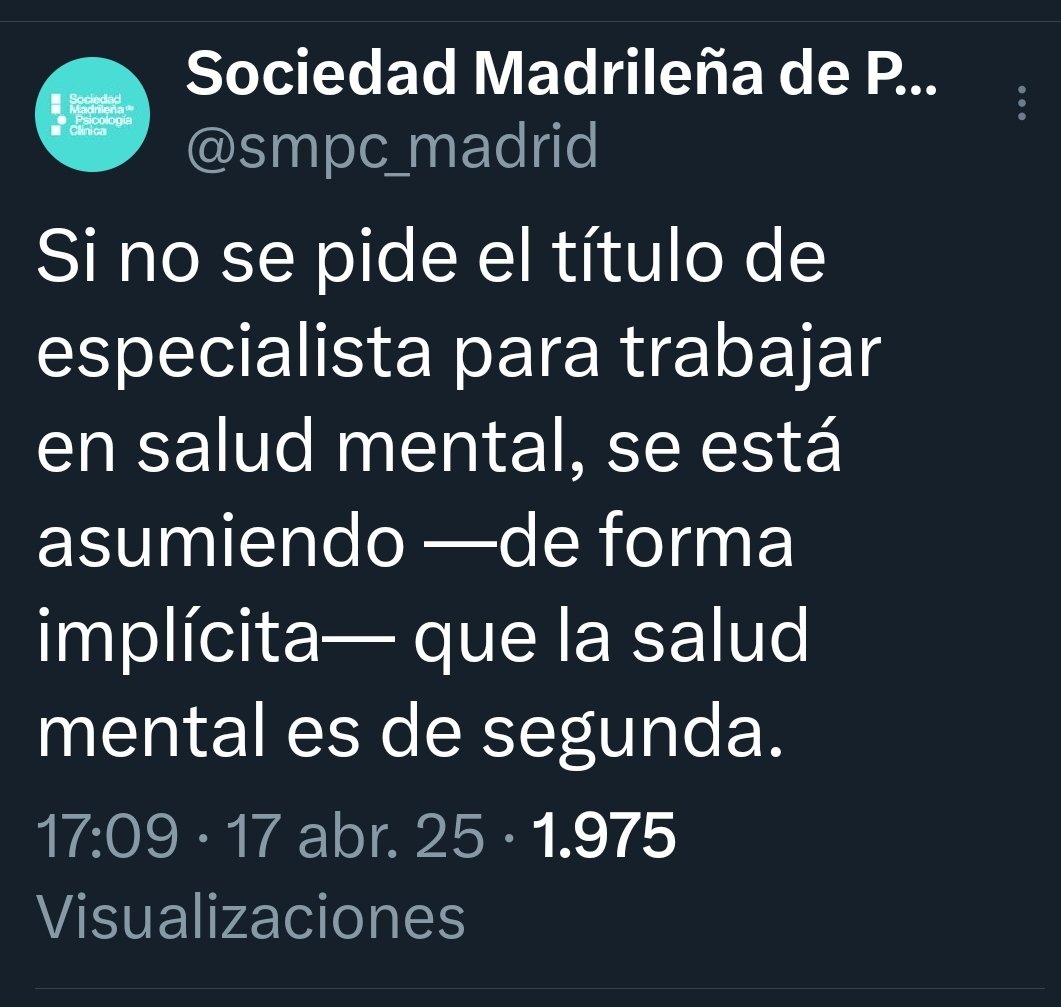 Los psicólogos especialistas no quieren que los psicólogos sanitarios estén en tu centro de salud a pesar de estar perfectamente capacitados para ofrecer servicios esenciales necesarios para promocionar y mejorar tu salud mental.
Asi de triste es el tema.
#PsiqueImporta
#PGSenAP