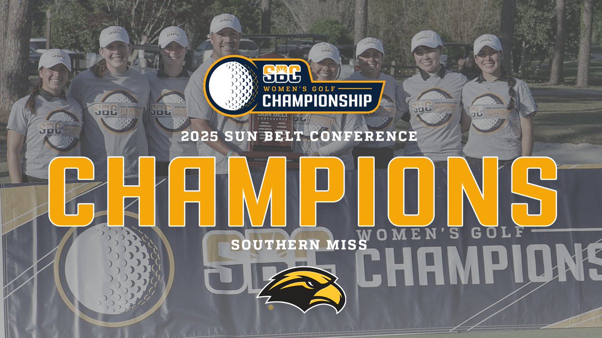 Sun Belt (@sunbelt) on Twitter photo ๐ง๐๐ ๐๐ข๐๐๐๐ก ๐๐๐๐๐๐ฆ ๐๐๐ง ๐ง๐๐๐๐ฅ ๐๐ฅ๐ข๐ช๐ก.
<a href="/SouthernMissWG/">Southern Miss W Golf</a> secures the 2025 #SunBeltWGolf Championship and will appear in the NCAA Tournament for the first time in program history. โ๏ธ โณ ๐ง๐๐ ๐๐ข๐๐๐๐ก ๐๐๐๐๐๐ฆ ๐๐๐ง ๐ง๐๐๐๐ฅ ๐๐ฅ๐ข๐ช๐ก.
<a href="/SouthernMissWG/">Southern Miss W Golf</a> secures the 2025 #SunBeltWGolf Championship and will appear in the NCAA Tournament for the first time in program history. โ๏ธ โณ