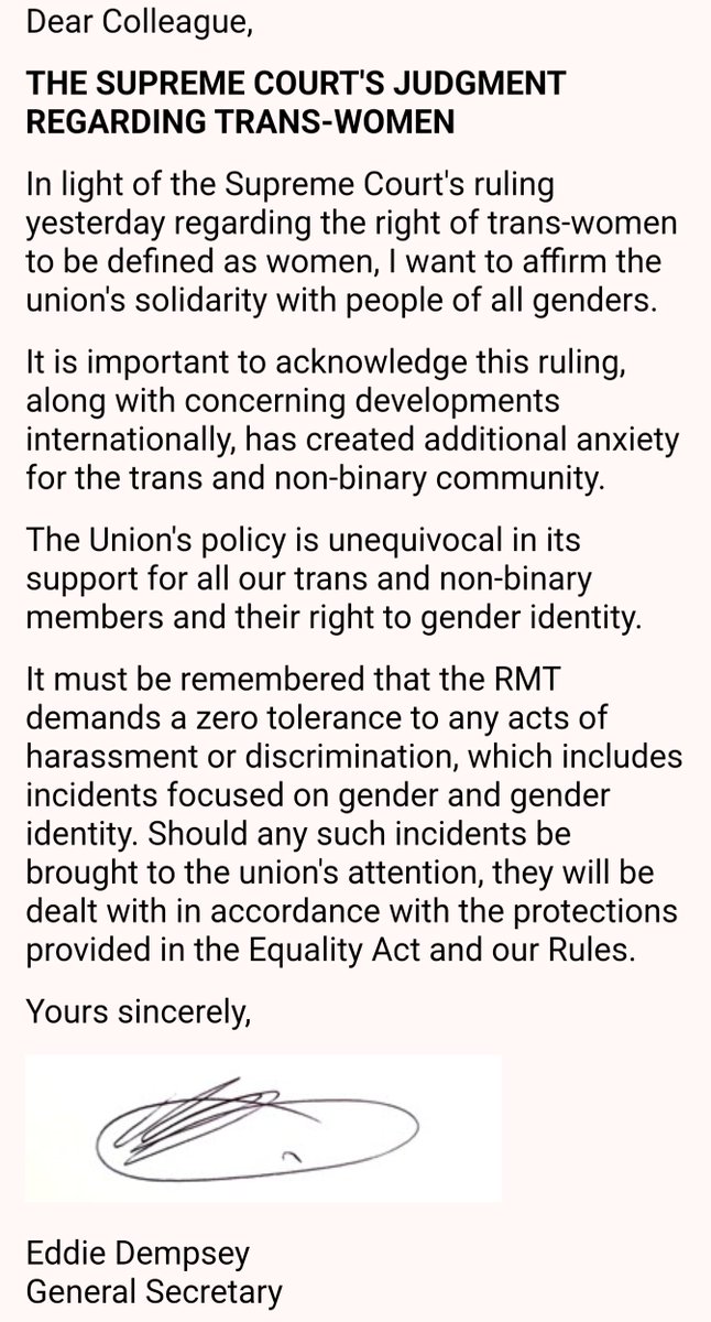 RMT is unequivocal in support of trans people.