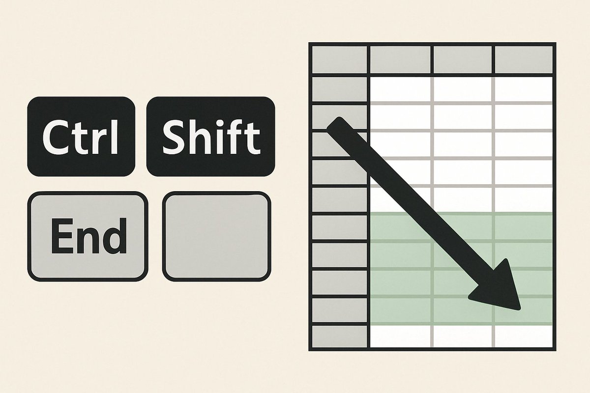 toe78560468's tweet image. 📌 #1日1業務効率化
【Excel 使用済み範囲を一発選択】

データ範囲をコピー・書式設定するとき、手動ドラッグはもう不要！
👉 Ctrl + Shift + End

アクティブセルから “使用済みデータの右下端” まで自動で選択できます。
レポート作成や集計の下準備が秒速で完了✨
#Excel時短術 #業務効率化