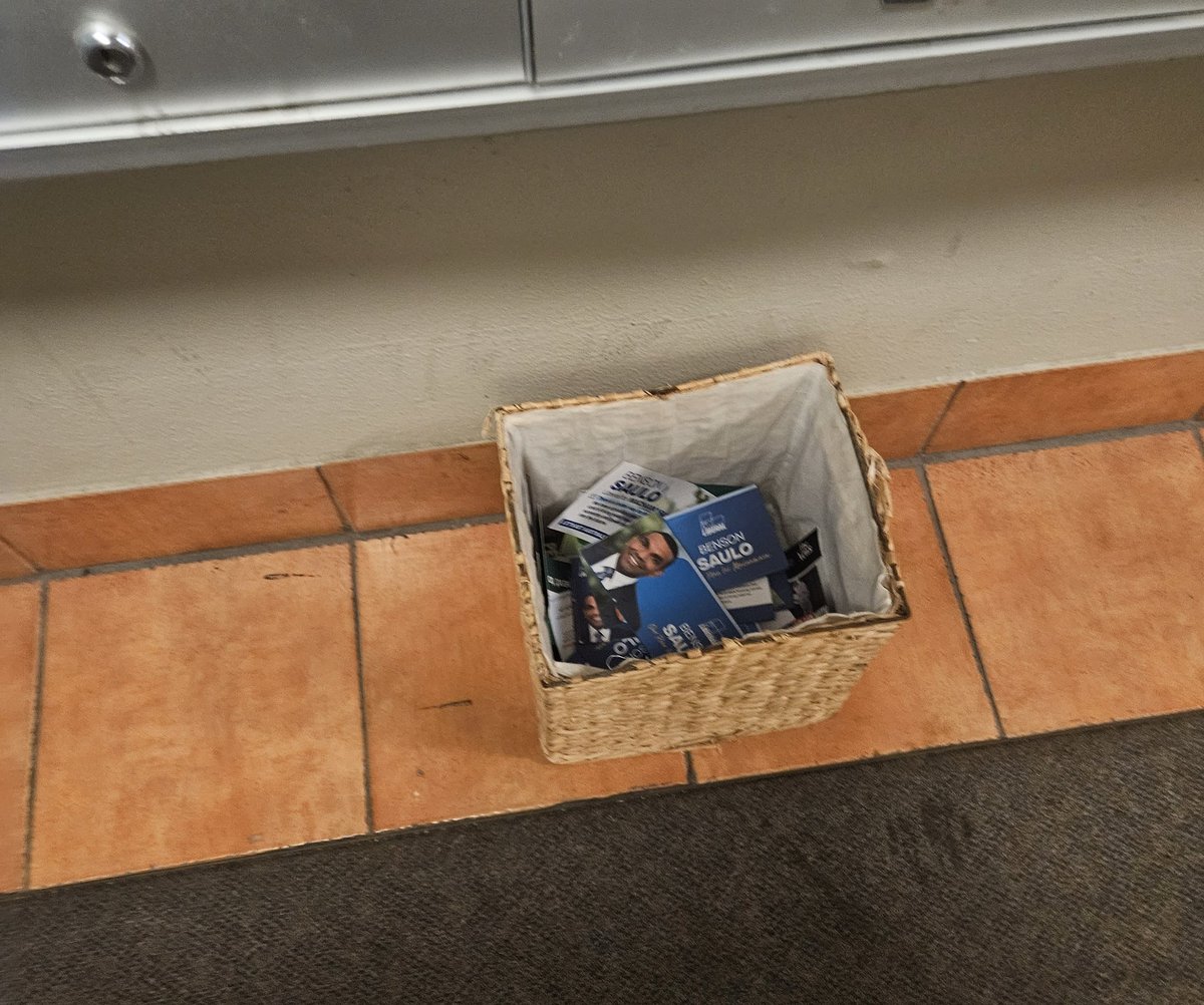 Someone setup a recycling box under our mailboxes, clearly our building doesn't want these
