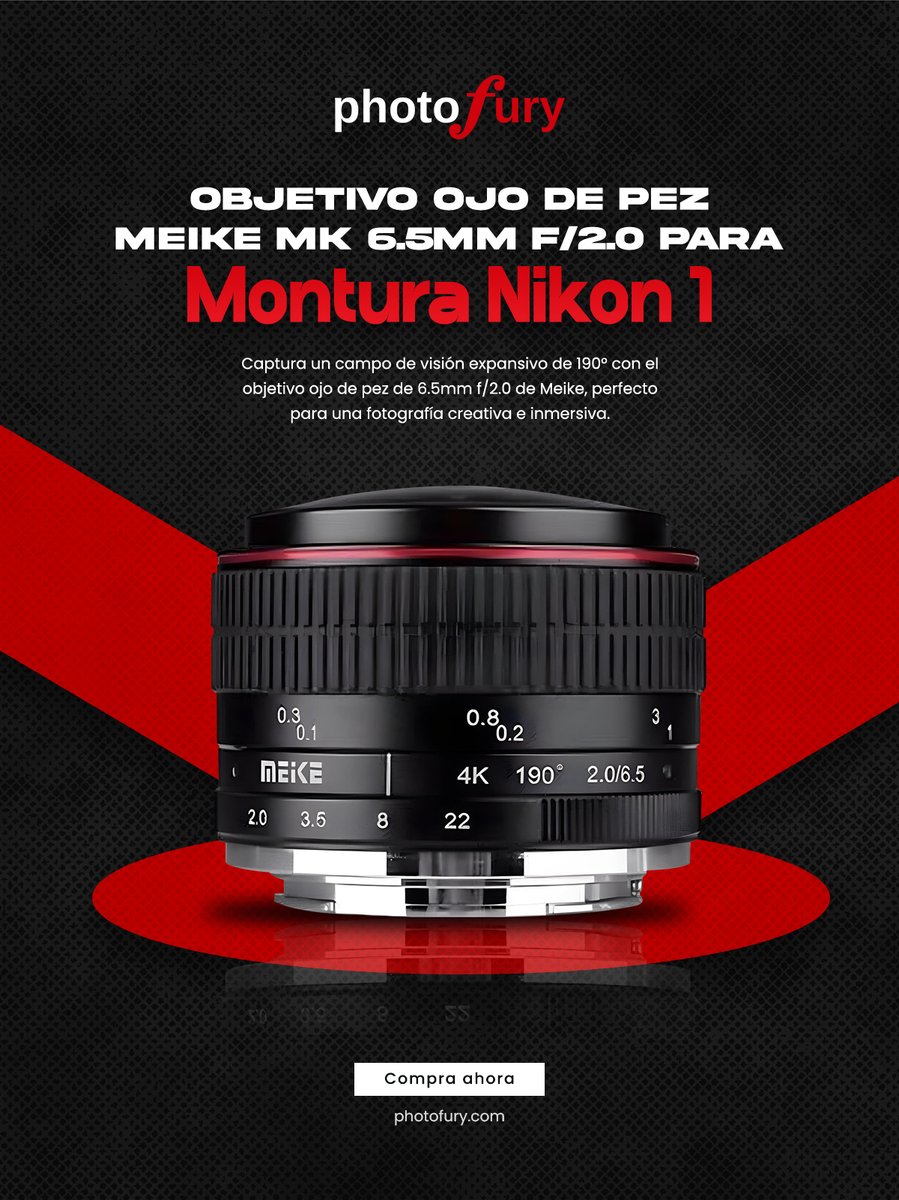 photofury's tweet photo. Explora una visión de 190° con el ojo de pez 6.5mm de Meike para Nikon 1.
🔗 Link: https://t.co/W8n9NMSQYR
#Meike65mm #OjoDePez #Nikon1 #LenteCreativo #VisiónAmplia #FotografíaCreativa #ObjetivoFotográfico https://t.co/98Cir9cbLJ