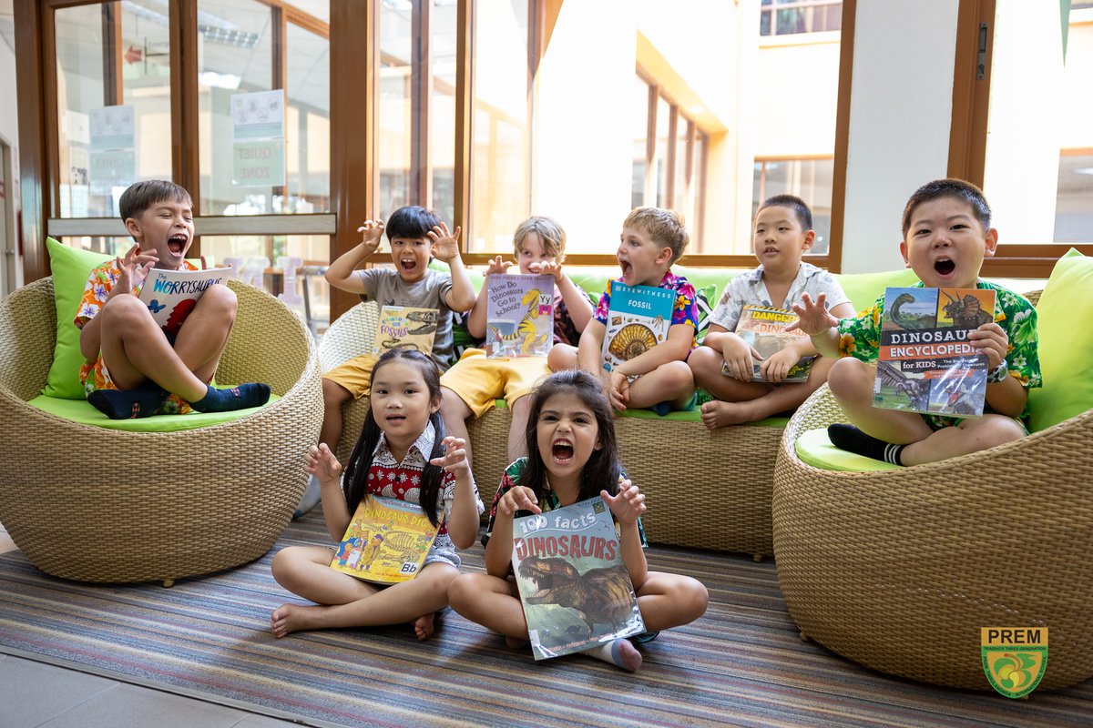 PTISschool's tweet photo. 🦖 Dino Frenzy at Prem! 📚 We’re roaring with excitement this National Velociraptor Day as we celebrate our students’ love for all things dinosaur—and reading! 🦕 #DinoFrenzy #NationalVelociraptorDay #PremReads #PremLibrary #ProudToBePrem #ReadingIsRawrsome #ProudtobePrem https://t.co/Mb209Umk7l