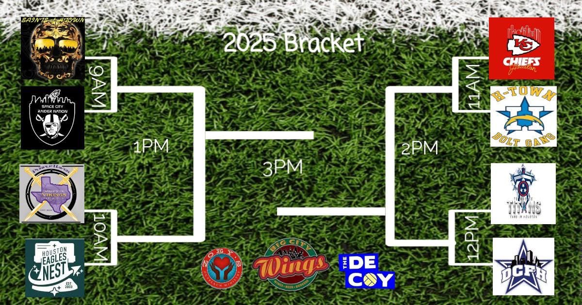 This Saturday, April 19th. Bring the family to watch Fan Clubs of Houston battle it out in some flag football for charity.