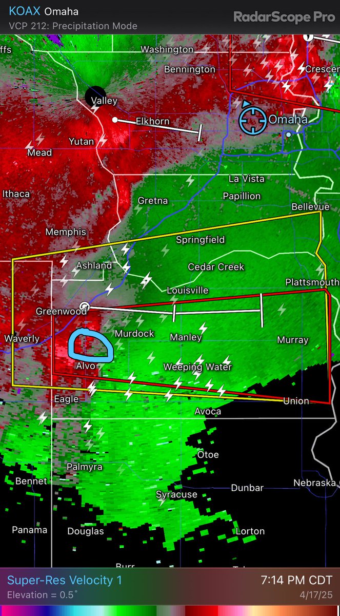 SeanEversonKETV's tweet photo. New TORNADO WARNING for Cass Co., NE until 8:00PM. CONFIRMED tornado near Alvo and Murdock as the storm heads east toward Weeping Water! SEEK SHELTER NOW! ❗️⚠️❗️ https://t.co/PSBodJ4vuf