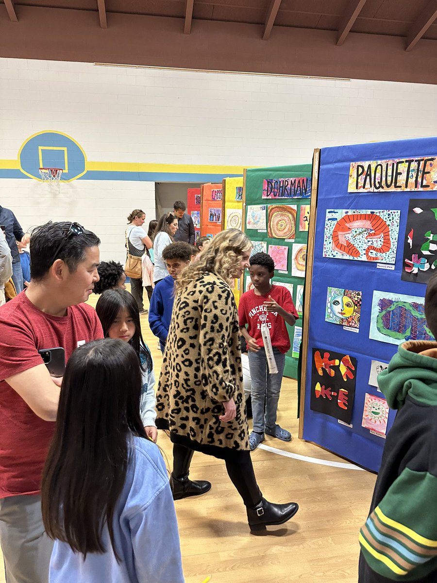 cbdfellows's tweet photo. Ms. Gallagher put on a fabulous art show!Every student had a piece of art displayed. The students were excited to show their families. 🎨💙☀️ https://t.co/wZqrlJX9TI