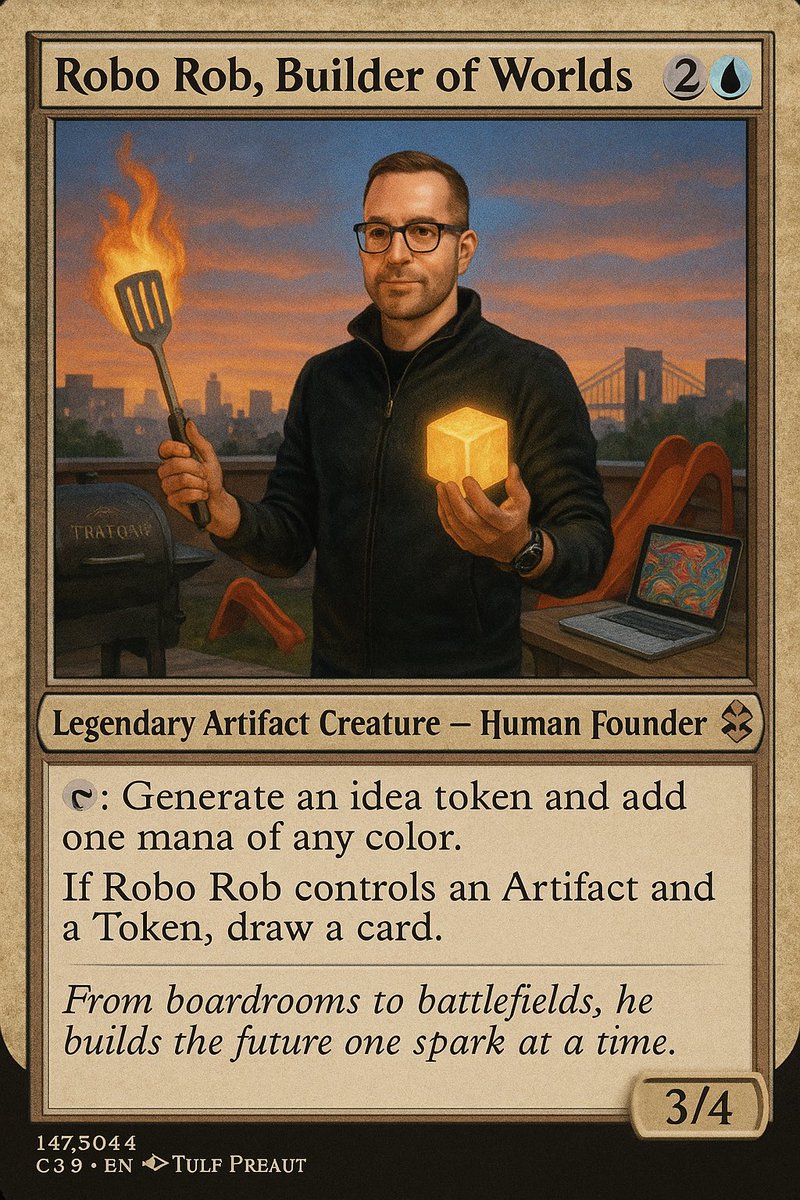 //Rob Behnke (@robbehnke) on Twitter photo ChatGPT turned my prompts into a <a href="/wizards_magic/">Magic: The Gathering</a> card. Legendary Artifact Creature — Human Founder
Taps for idea tokens and mana.
Perfect with meta artifact/token decks.
Slayer of unoriginal ghiblis and action figures. ChatGPT turned my prompts into a <a href="/wizards_magic/">Magic: The Gathering</a> card. Legendary Artifact Creature — Human Founder
Taps for idea tokens and mana.
Perfect with meta artifact/token decks.
Slayer of unoriginal ghiblis and action figures.
