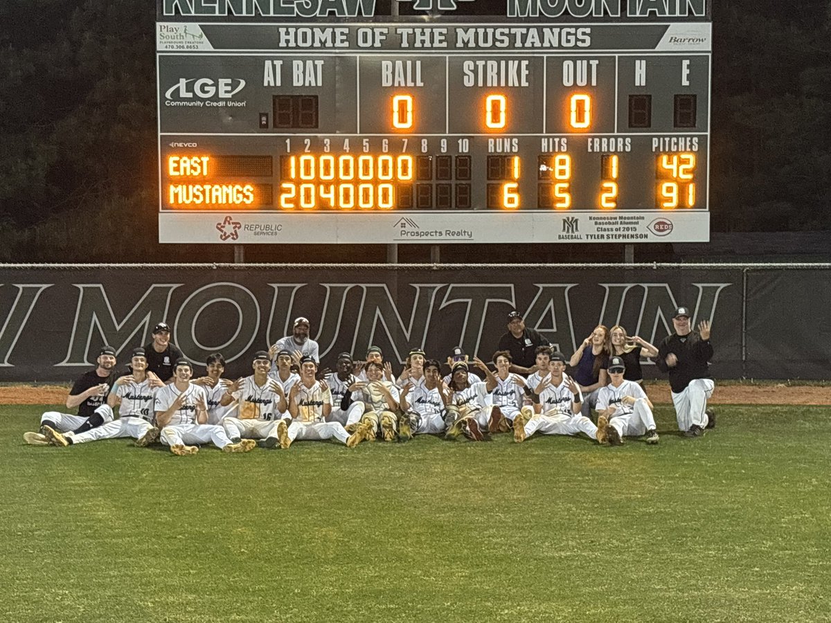 Congratulations to <a href="/KsawMtnBaseball/">Kennesaw Mountain Mustang Baseball</a> on defeating East Paulding 6-1 in a must-win game 30 to qualify for the <a href="/OfficialGHSA/">GHSA</a> State Playoffs!