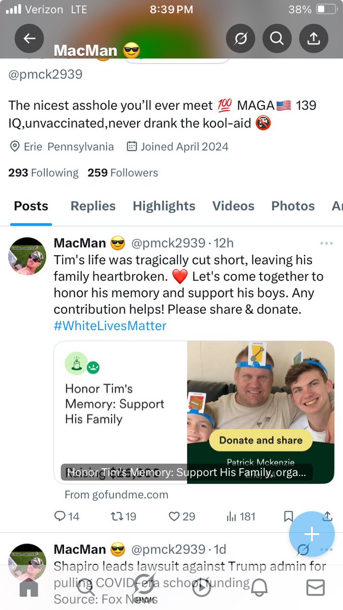 ITS A PRETTY SAD SITUATION WHEN NOBODY CARES,I GUESS BLACK LIVES MATTER MORE THAN WHITE,not even one dollar.