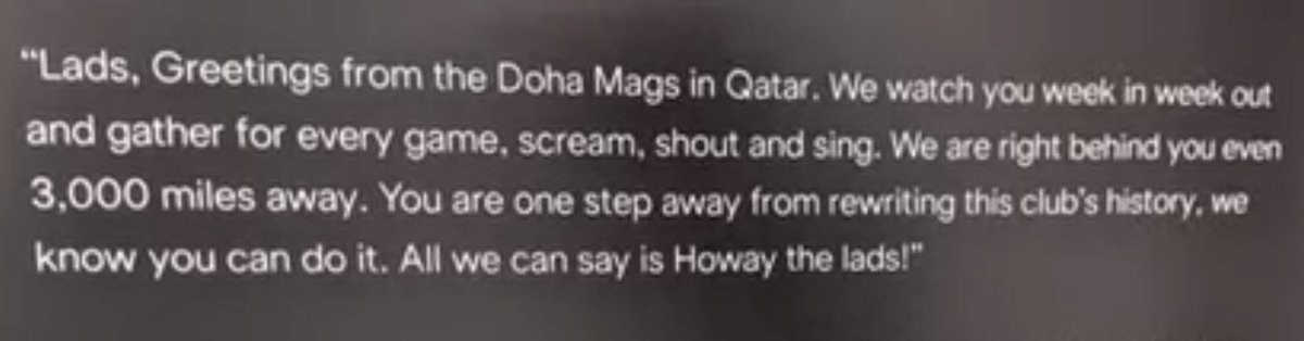 We are honored to be part of the achievement and to have our words on Eddie’s motivational wall in the changing room at Wembley for the League Cup final.

And thanks to <a href="/AdamP1242/">Adam Pearson (YT) ⚫️⚪️</a> for his Wembley video and general efforts.

And finally <a href="/roy_kaviani/">Roy Kaviani</a> for writing those words #NUFC