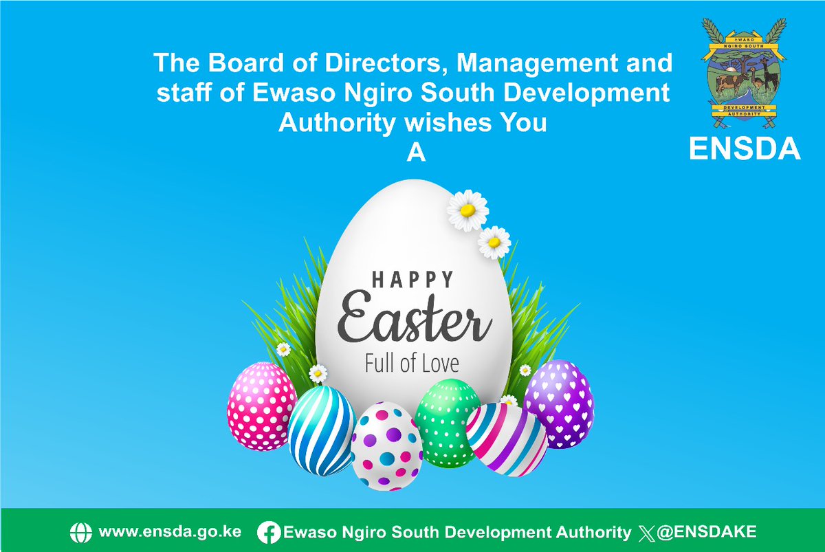 Ewaso Ng'iro South Development Authority(ENSDA) (@ensdake) on Twitter photo Wishing you a joyful and peaceful Easter from all of us <a href="/ENSDAKE/">Ewaso Ng'iro South Development Authority(ENSDA)</a>. May this season bring renewal, hope, and happiness to you and your loved ones. #HappyEaster #Easter2025 Wishing you a joyful and peaceful Easter from all of us <a href="/ENSDAKE/">Ewaso Ng'iro South Development Authority(ENSDA)</a>. May this season bring renewal, hope, and happiness to you and your loved ones. #HappyEaster #Easter2025