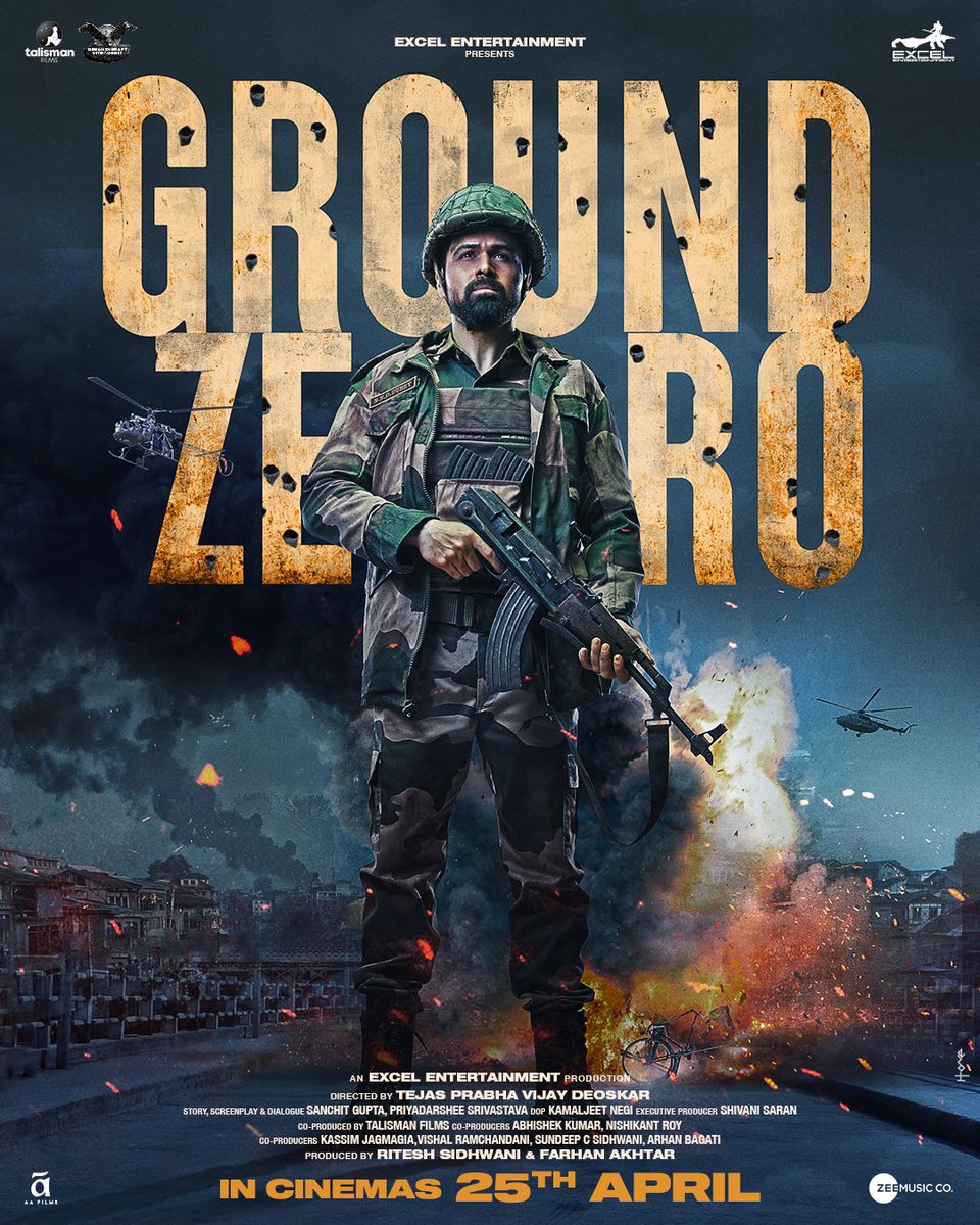 FILMISTAN5's tweet photo. New Poster of #GroundZero
Releasing 25th April in Cinemas
#AbPrahaarHoga #EmraanHashmi
@emraanhashmi @SaieTamhankar
@zyhssn @tejasdeoskar
@ritesh_sid @FarOutAkhtar
@sanchit421 @iampriyadarshee
#GroundZeroTrailer #7DaysToGroundZero
Trailer link: https://t.co/2lGjhEJzoQ https://t.co/quVL9qmWvm