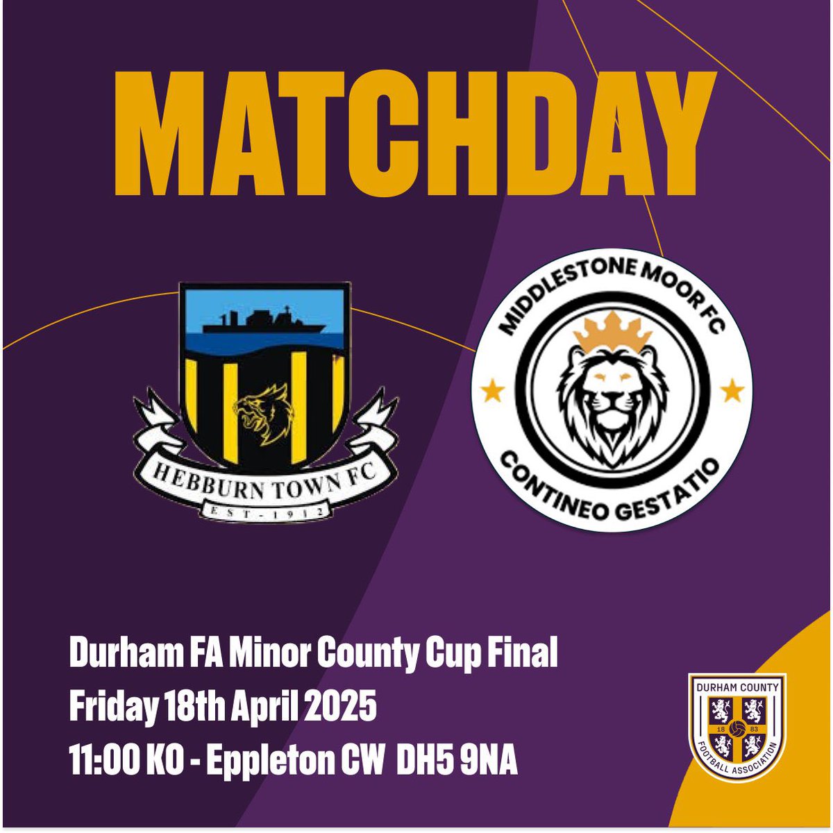 Hebburn Town Reserves (@townreserves) on Twitter photo CUP FINAL MATCHDAY๐
After weeks of waiting, it's finally here... CUP FINAL DAY!
Today we face <a href="/MickyMoorFC/">Middlestone Moor FC</a> in the Durham FA Minor Cup final!
Please get along and support the lads!
#UptheReserves
#UTH
๐ CUP FINAL MATCHDAY๐
After weeks of waiting, it's finally here... CUP FINAL DAY!
Today we face <a href="/MickyMoorFC/">Middlestone Moor FC</a> in the Durham FA Minor Cup final!
Please get along and support the lads!
#UptheReserves
#UTH
๐