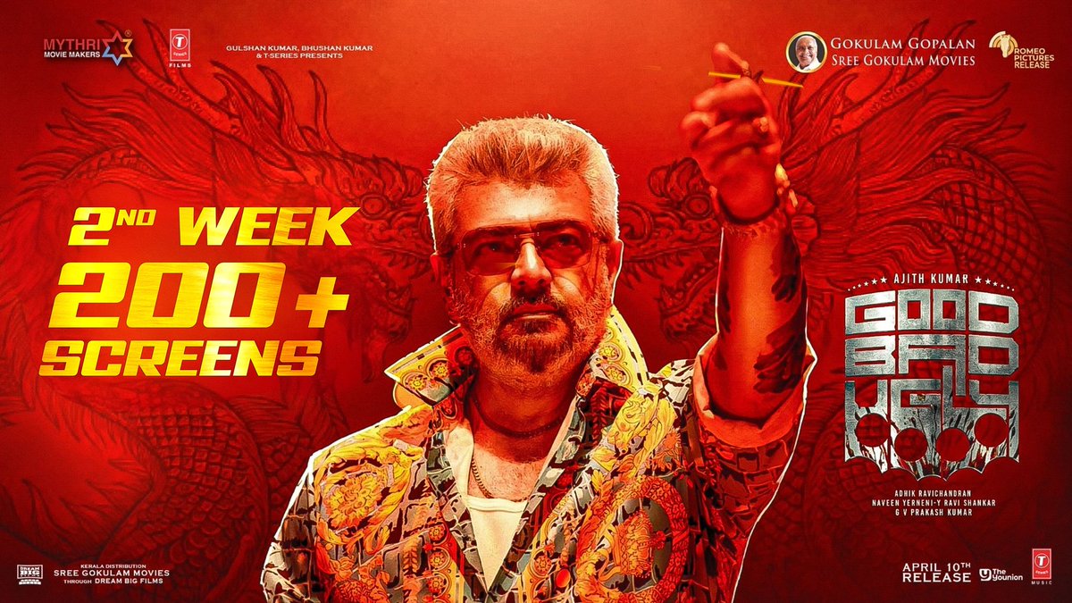 MalayalamReview's tweet photo. #GoodBadUgly Kerala 200+ screens in second week! The prestigious Ragam Theatre in Thrissur is almost full for today's morning show💥 https://t.co/4mdhkRb8o6
