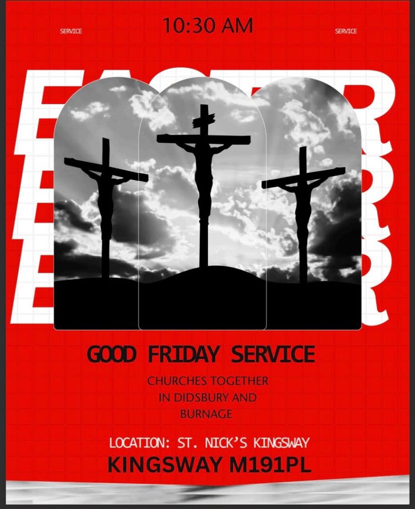 St Nicholas Church, Kingsway π³οΈβπ πΊπ¦ (@stnickskingsway) on Twitter photo Do join us for our Good Friday service at 10.30am, weβll welcome Churches Working together in Didsbury & Burnage. Service leader <a href="/augustineihm/">Augustine Tanner-Ihm</a> preacher Rev Mark Hewerdine, music Ollie Mills service broadcast live via st-Nicholas-church.org.uk <a href="/DioManchester/">Diocese of Manchester</a> <a href="/churchofengland/">The Church of England</a> Do join us for our Good Friday service at 10.30am, weβll welcome Churches Working together in Didsbury & Burnage. Service leader <a href="/augustineihm/">Augustine Tanner-Ihm</a> preacher Rev Mark Hewerdine, music Ollie Mills service broadcast live via st-Nicholas-church.org.uk <a href="/DioManchester/">Diocese of Manchester</a> <a href="/churchofengland/">The Church of England</a>
