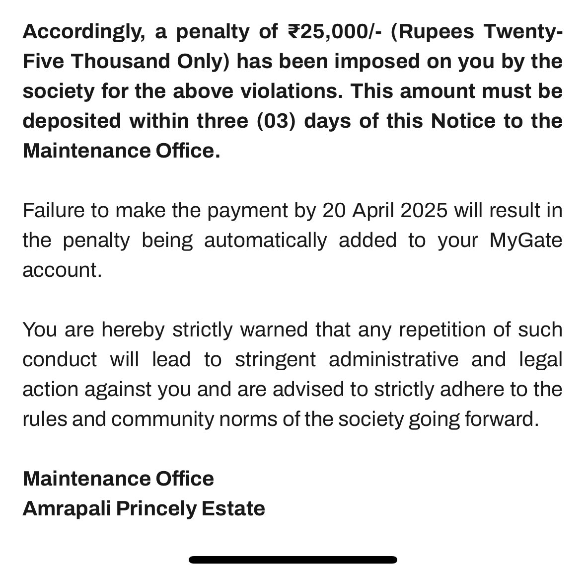 <a href="/dmgbnagar/">DM NOIDA Gautam Buddha Nagar</a> <a href="/CeoNoida/">CEO, NOIDA Authority</a> <a href="/nitin_gadkari/">Nitin Gadkari</a> <a href="/OfficeOfNG/">Office Of Nitin Gadkari</a> <a href="/Abhijeet_Sinhaa/">Abhijeet Sinha</a> we are being constantly harassed and penalised by the rwa/aoa in all possible ways. We really need help from the authorities.someone please help