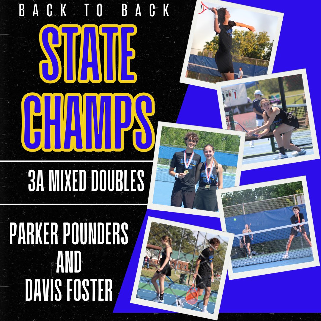 Congratulations to Parker Pounders and Davis Foster on winning the 3A Mixed Doubles Tennis State Championship for the second year in a row! 🏆🎾

We are so proud of you both!