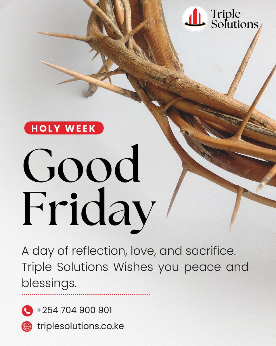 TripleSolKe's tweet image. On this sacred day, we pause to reflect on the ultimate sacrifice made  out of love and grace. Good Friday reminds us of the strength found in  compassion, humility, and hope.

#GoodFriday #TripleSolutions #FaithHopeLove #EasterWeekend #Easter #Payee #TaxFilling #BusinessAdvisory