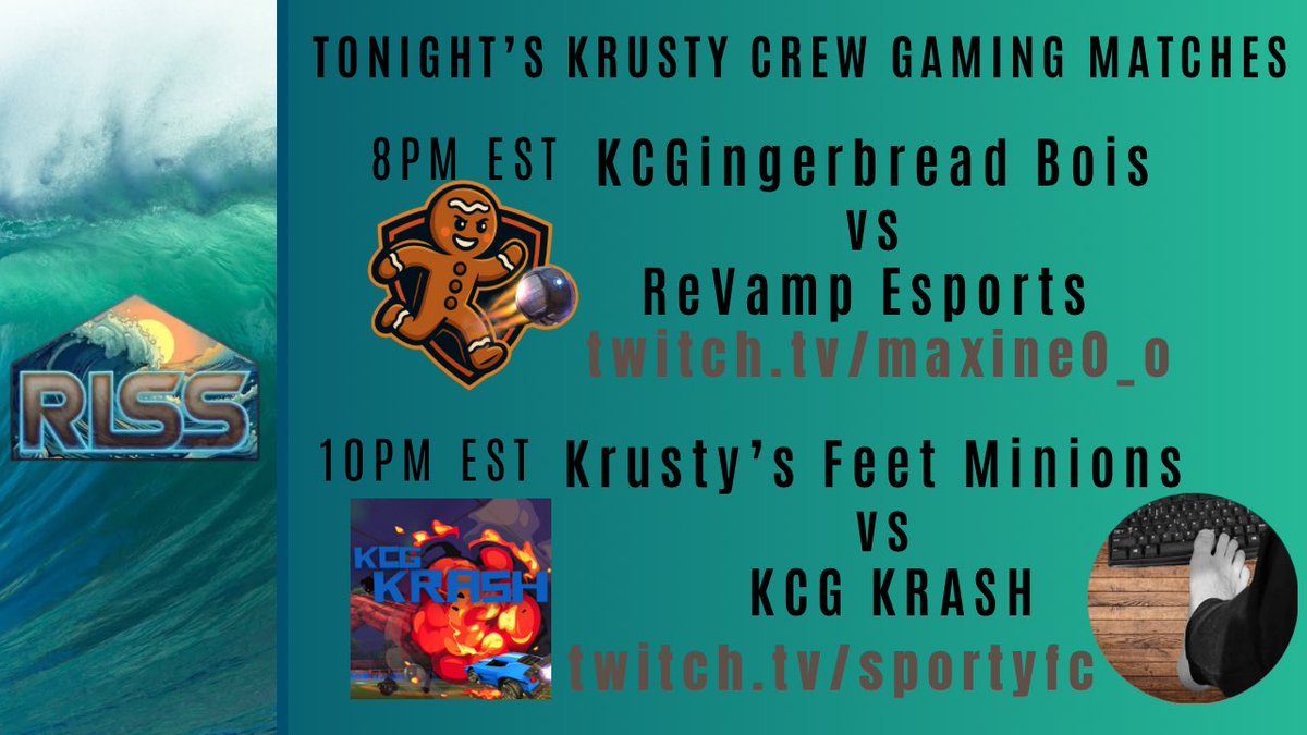 KrustyCrew Gaming (@krustycrewg) on Twitter photo Come cheer on a KCG VS. KCG Matchup in RLSS - 10 pm est.
<a href="/SportyFCRL/">Simon "SportyFC" Price</a> <a href="/RLSS_RL/">Rocket League Splash Series</a>
KCG KRASH vs. Krusty’s Feet Minions
twitch.tv/sportyfc Come cheer on a KCG VS. KCG Matchup in RLSS - 10 pm est.
<a href="/SportyFCRL/">Simon "SportyFC" Price</a> <a href="/RLSS_RL/">Rocket League Splash Series</a>
KCG KRASH vs. Krusty’s Feet Minions
twitch.tv/sportyfc