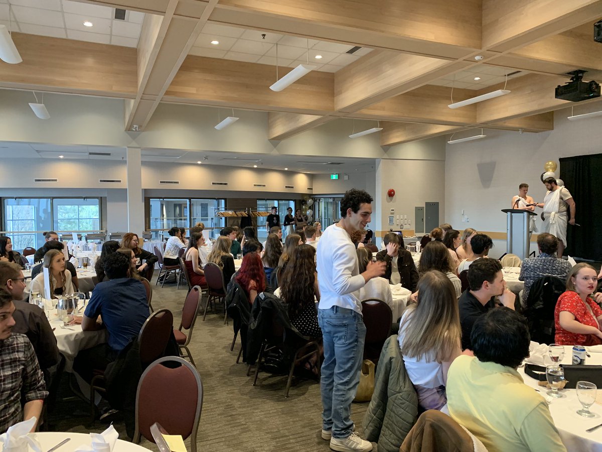 It’s a packed room for the ChemBio Club’s Annual Faculty Roast. Looking forward to watching my friends laugh and squirm. They’ve started early on Dr. Bruno Cinel.
