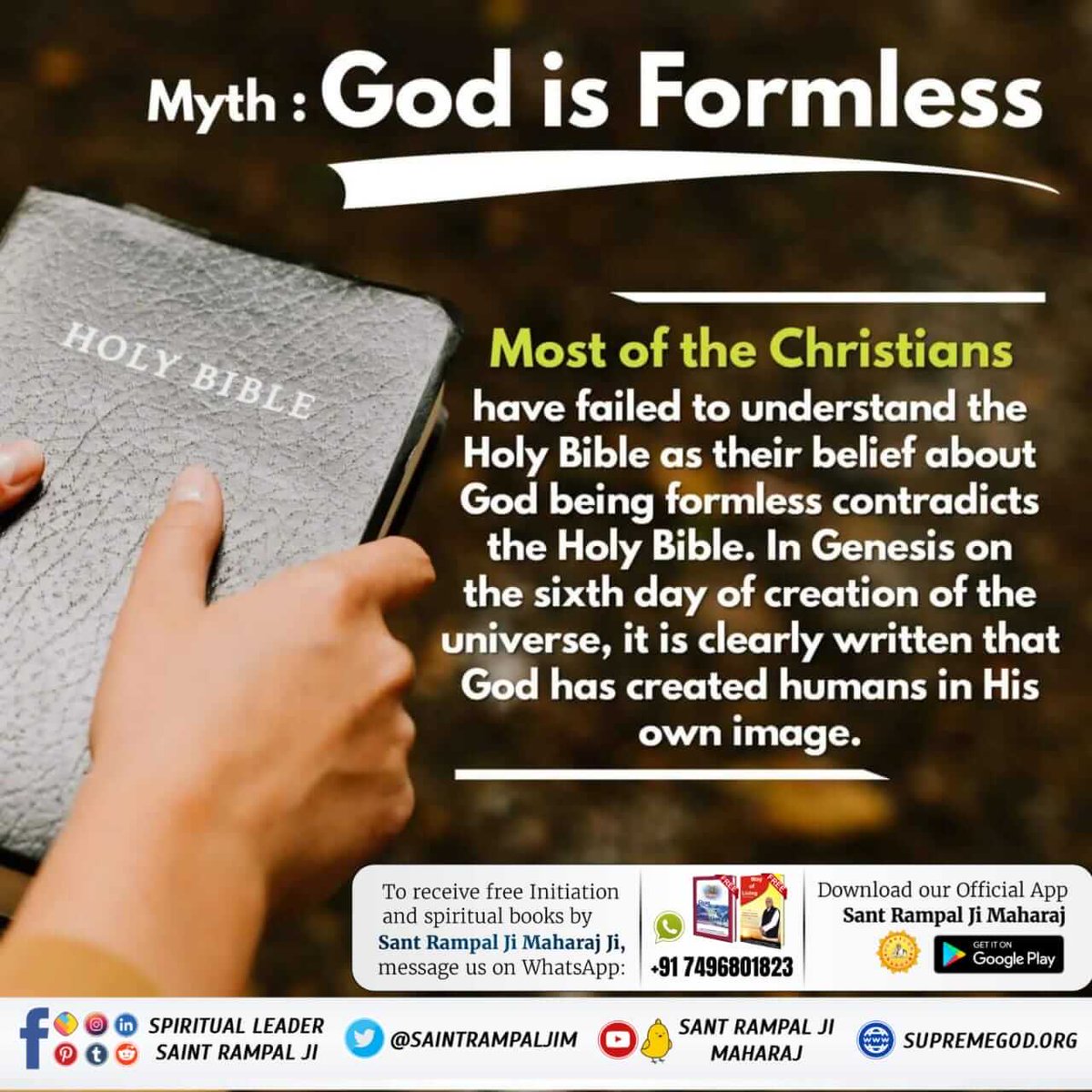 satkabir_'s tweet photo. #ईसाईधर्म_का_वास्तविक_ज्ञान
Christians believe that God is formless but the Bible says otherwise. In reality the true meaning of bible is taught by Saint Rampal Ji Maharaj https://t.co/Ebpk4Yau8o