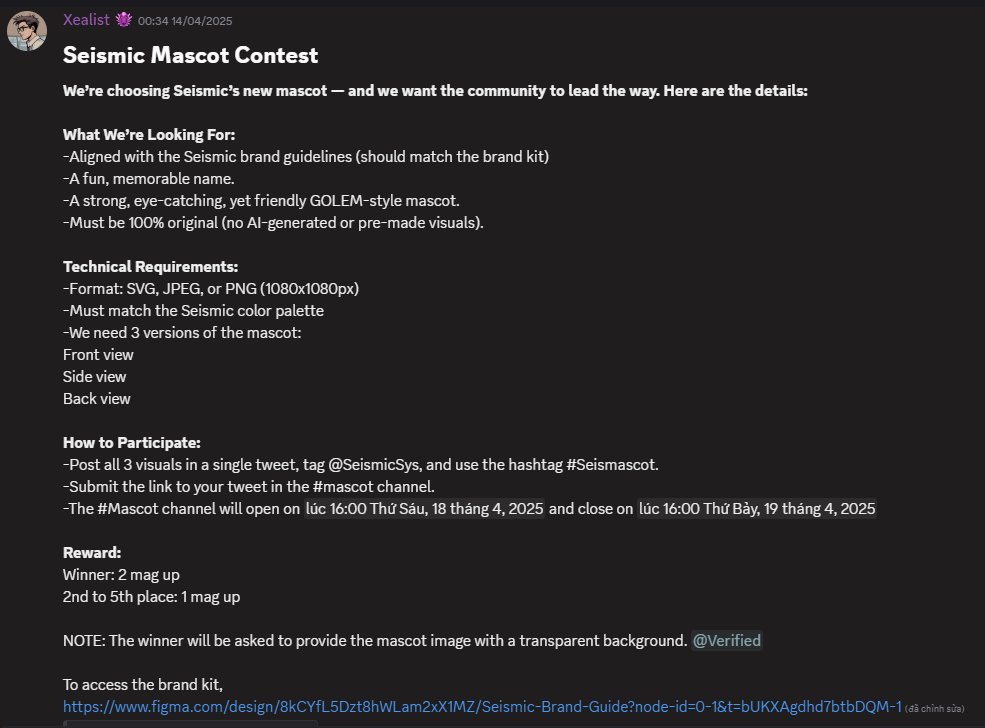 🎨 Join the Seismic Mascot Contest! Unleash your creativity and design the official mascot for Seismic. Open to all creators. Exciting prizes await! Submit your design now and make your mark! 🐾 <a href="/SeismicSys/">Seismic</a> 
#SeismicMascot #SeismicCommunity