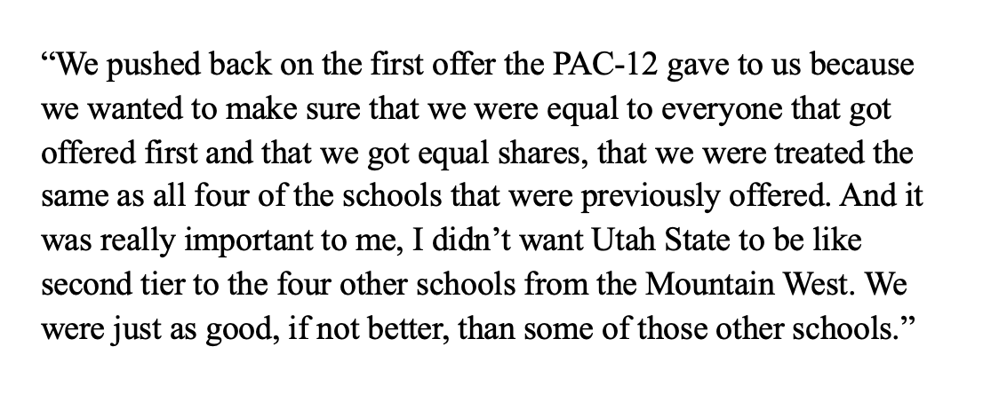 md_greenwood's tweet photo. I attended the 'Crunching the Questions' event with Diana Sabau and several USU athletes tonight and got this tidbit. 

Utah State denied the PAC-12's initial offer because they offered a partial share. Sabau and Co. told them no and they came back with a full offer👑👑 https://t.co/DDkZlqDeFj