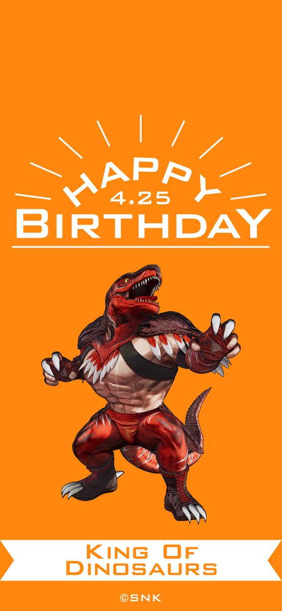 KOFstudio_jp's tweet photo. 【誕生日Pick UP】
SNKキャラクターの誕生日を1人ずつご紹介！

4月25日はキング・オブ・ダイナソーの誕生日です💐
Happy Birthday！

https://t.co/UMqc9PxVuc
#KOFstudio #SNK #KOF15 #KOFXV #誕生日 https://t.co/zRuk0M7iN5