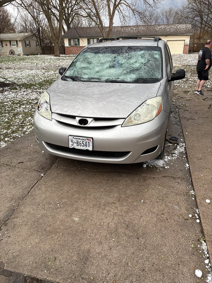 Softball size hail demolished our house in Fremont, Nebraska. #nebraska #tornado #hail #storm