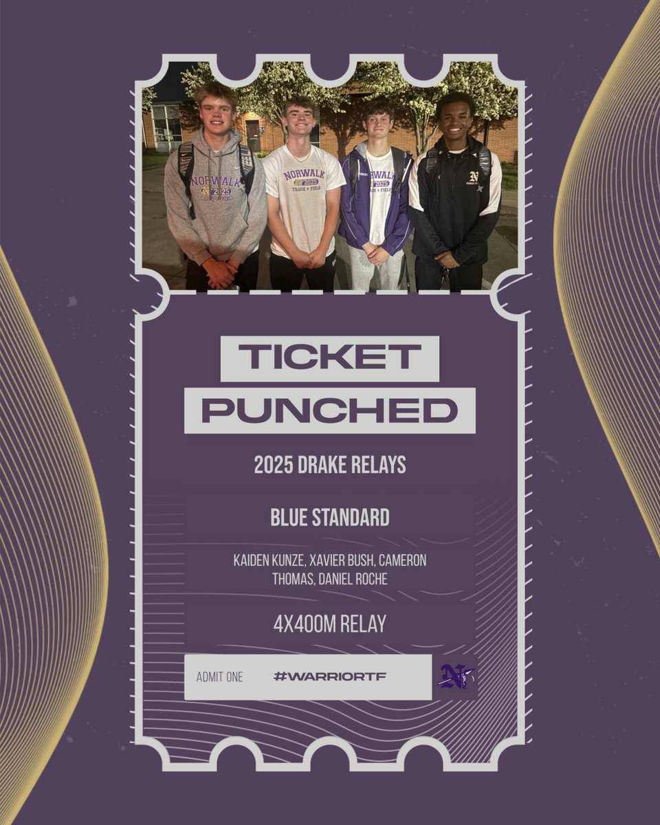 🔵BLUE STANDARD🔵

The team of Kaiden Kunze, Xavier Bush, Cameron Thomas and Daniel Roche finished with a time of 3:22.34 tonight to punch their ticket to the 2025 Drake Relays! This time also breaks the school record in the event which was previously held in 2023!

#WarriorTF🛡️
