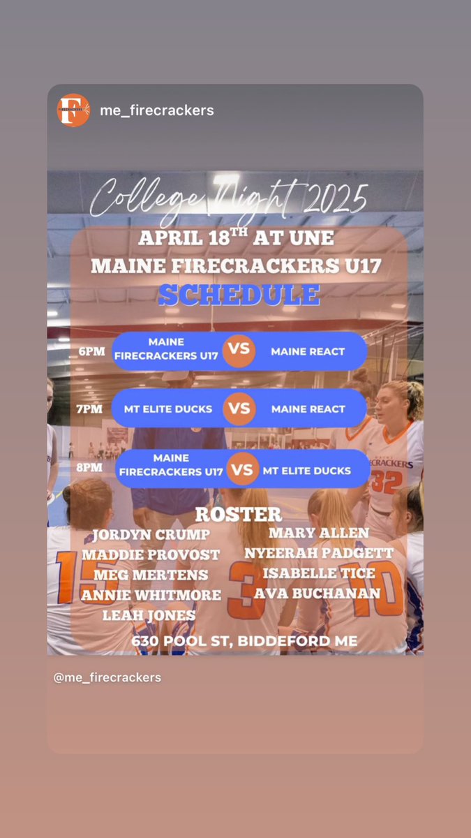 College night with the Maine Firecrackers tomorrow! Can’t wait!