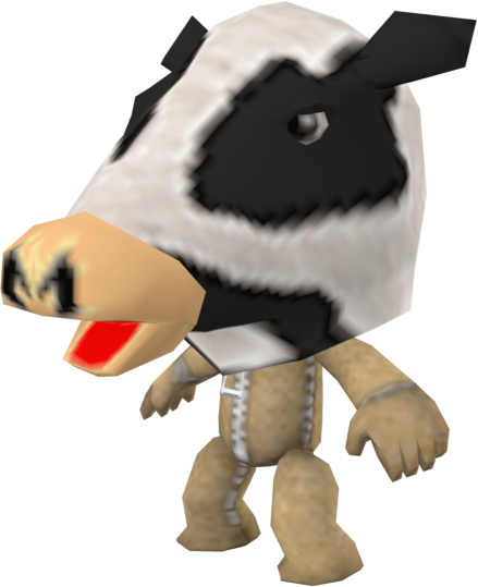 LittleBigPlanet PSP's costumes are really funny to me because you've got a lot of standard clothing items, some outfits that fit the themes they were created for.

And then you have Realistic Koala Suit and a cow head.