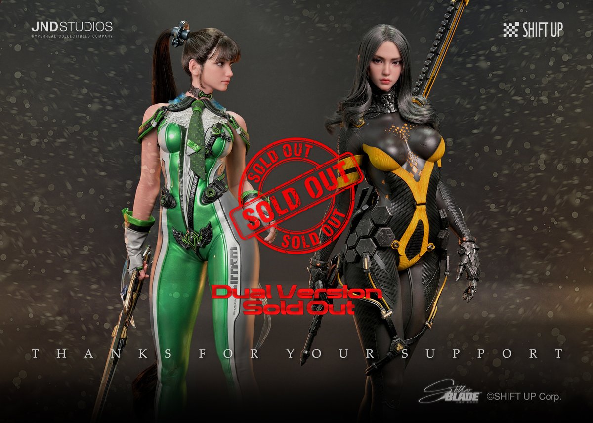 CollectJND's tweet image. Dear collectors,
We are announcing Dual version of Stellar Blade: Eve &amp;amp; Tachy is sold out on our Website now.

The single version’s stocks are low now. If you want to Eve, never hesitate and hurry!

👇Make your pre-order NOW!👇
World: jndstudios.co.kr
Korea:…