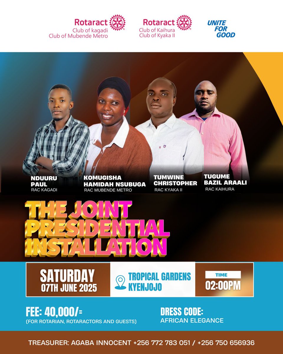 Four Big Moments 
Four Distinguished Characters 
Four Exceptional Clubs 
Four big Visions
One Great Mission 
The Western Cluster unites 
7th June 2025 at Tropical Gardens Kyenjojo 🥰🥰🥰
#KaihuraInstallation
#westernustertotheworld
#landofempaakos
