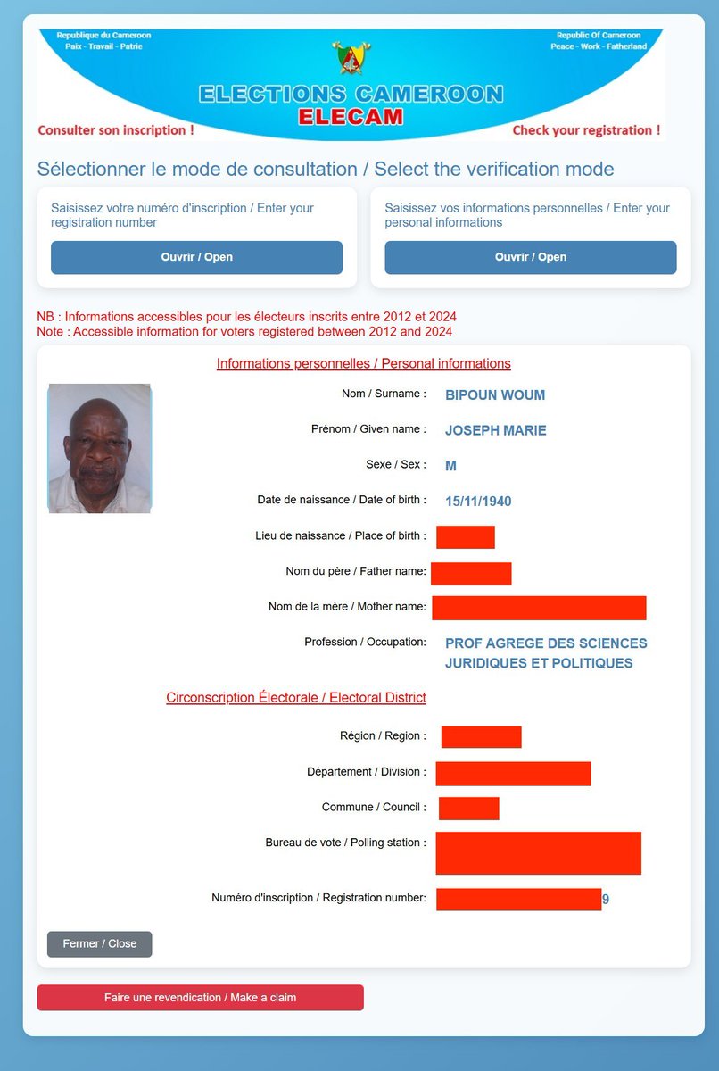 tassingremi's tweet photo. Déjà 4 décédés sur la liste "toilettée" de @elecamofficiel  dont 2 membres du Conseil Constitutionnel (OWONA JOSEPH et BIPOUN-WOUM). Et depuis notre dénonciation il y'a 2 semaines, même le site principal d'ELECAM est HS mais aucune communication précise sur les points mentionnés! https://t.co/Zb0kI47ZVm