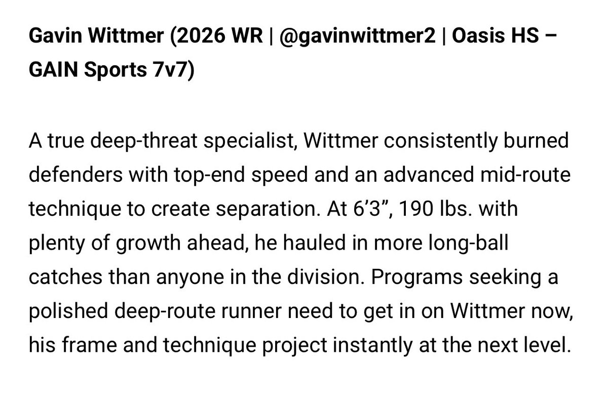 Gavin wittmer 🌟 (@gavinwittmer2) on Twitter photo Thanks for the write up <a href="/PreWarWesley/">Coach Buckets</a> had a great time competing <a href="/THEPLATFORMDR/">THE PLATFORM</a> with <a href="/GAINSportsLLC/">GAIN SPORTS</a> can’t wait to see what the future holds for me🙏 Thanks for the write up <a href="/PreWarWesley/">Coach Buckets</a> had a great time competing <a href="/THEPLATFORMDR/">THE PLATFORM</a> with <a href="/GAINSportsLLC/">GAIN SPORTS</a> can’t wait to see what the future holds for me🙏