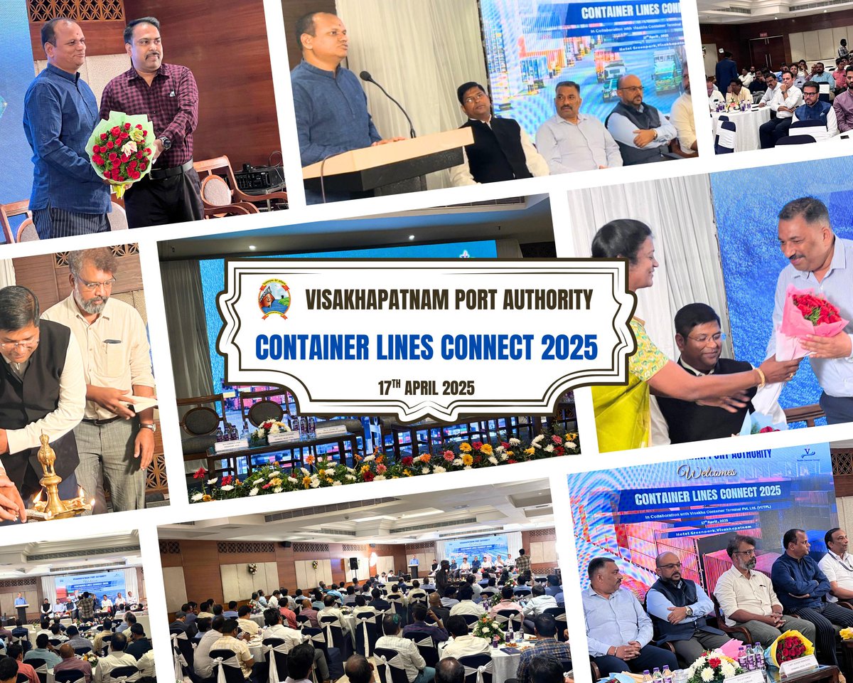 vptIndia's tweet image. VPA Business Connect @ 2025

Visakhapatnam #Port Authority has organized a Mega Trade Meet with all #Stakeholders connected with #Container Lines. The #TradeMeet is aimed to lay a strong path for enhancing container throughput and all Container Liners assured to increase their