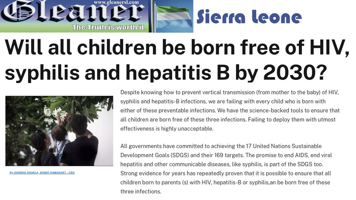 Shobha Shukla (@shobha1shukla) on Twitter photo #PublishedToday: There is NO excuse for inaction towards ensuring all children BORN FREE of HIV, hepatitis-B & Syphilis
That's why new #Roadmap launched by <a href="/WHO/">World Health Organization (WHO)</a>, <a href="/UNAIDS_AP/">UNAIDS Asia Pacific</a>, <a href="/UNICEF/">UNICEF</a>
The Gleaner newspaper, Sierra Leone
gleanersl.com/will-all-child…
CNS
citizen-news.org/2025/04/will-a…
#SDG3 #PublishedToday: There is NO excuse for inaction towards ensuring all children BORN FREE of HIV, hepatitis-B & Syphilis
That's why new #Roadmap launched by <a href="/WHO/">World Health Organization (WHO)</a>, <a href="/UNAIDS_AP/">UNAIDS Asia Pacific</a>, <a href="/UNICEF/">UNICEF</a>
The Gleaner newspaper, Sierra Leone
gleanersl.com/will-all-child…
CNS
citizen-news.org/2025/04/will-a…
#SDG3
