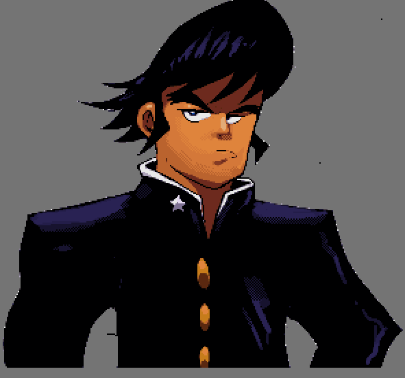 kousuke mugshot test, in a pc 98-ish visual novel style. 
this is a potential idea of how i want to represent aeon starman world outside the star solider sonic game, note this is only just an idea for now.

...plus cleaning up art.