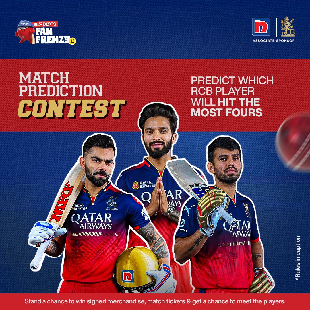 Nippon Paint India (@nipponindia) on Twitter photo RCB’s boundary king for the day, who will it be?
Rules:
Comment your answer tagging 3 friends
Use #BlobbysFanFrenzy
Follow <a href="/NipponIndia/">Nippon Paint India</a>
(NipponPaint , NipponPaintIndia , RCB , ContestAlert Giveaway ) RCB’s boundary king for the day, who will it be?
Rules:
Comment your answer tagging 3 friends
Use #BlobbysFanFrenzy
Follow <a href="/NipponIndia/">Nippon Paint India</a>
(NipponPaint , NipponPaintIndia , RCB , ContestAlert Giveaway )