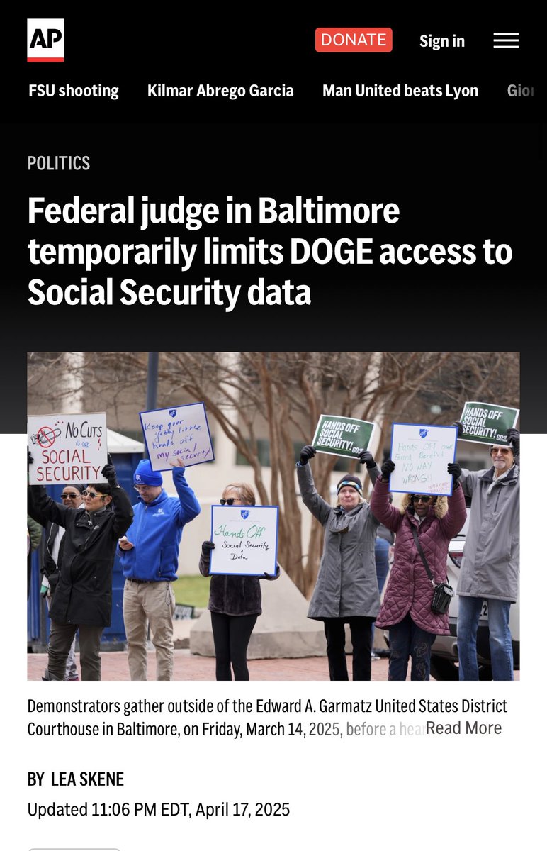 法官紧急叫停DOGE获取社保敏感数据,数百万美国人信息安全受关注 - 1