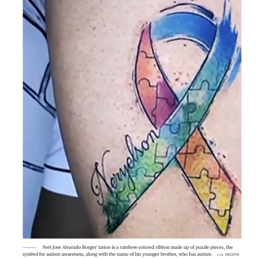 ArtCandee's tweet image. Jose Alvarado Borges, an asylum seeker, was sent to the concentration camp in El Salvador because he had an autism awareness tattoo for his little brother.
The Trump administration thought he was in the Tren de Aragua gang.
How inept are these people?